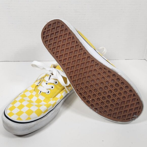 VANS Off The Wall Lace Up Sneakers - Bright Yellow/White Checkered - Women's 8.5 - Picture 2 of 4